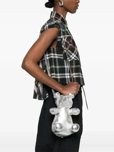 Miharayasuhiro Dolls Bear Cross Body Bag In Silver