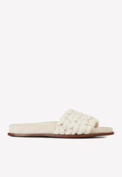 Chloé Kacey Footbed Braided Slides In Eggshell