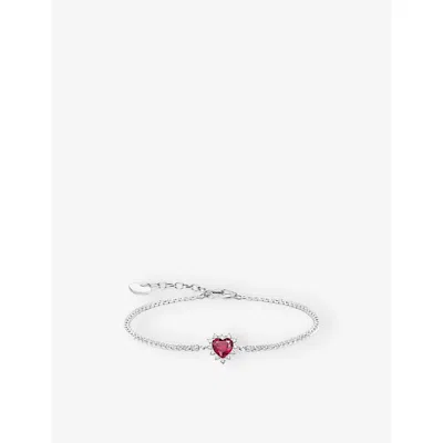 Thomas Sabo Womens Red True Romance Heart Sterling-silver, Lab-grown Ruby And Cubic Zirconia Bracelet In Red