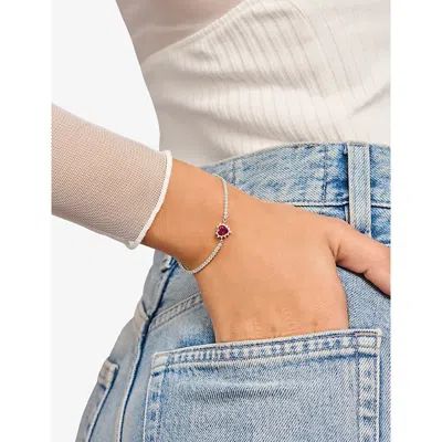 Thomas Sabo Womens Red True Romance Heart Sterling-silver, Lab-grown Ruby And Cubic Zirconia Bracelet In Red