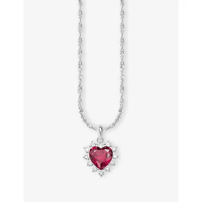 Thomas Sabo Womens Red True Romance Heart Sterling-silver, Lab-grown Ruby And Cubic Zirconia Necklace In Red