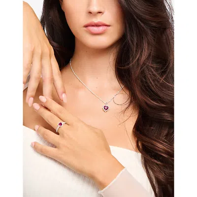 Thomas Sabo Womens Red True Romance Heart Sterling-silver, Lab-grown Ruby And Cubic Zirconia Necklace In Red