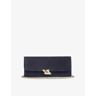 Lk Bennett Womens Daisy Suede Clutch Bag Blu-navy In Blu-navy