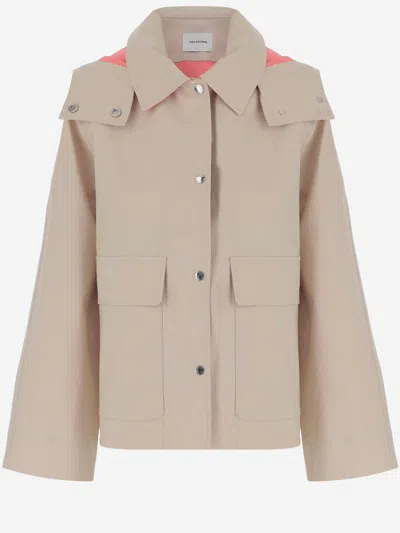 Yves Salomon Light Beige Down Jacket With Hood In Beige