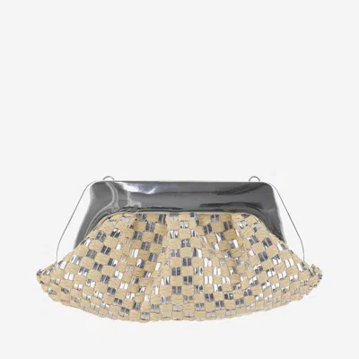 Themoirè Themoir Geo Bag With Woven Pattern In Silver