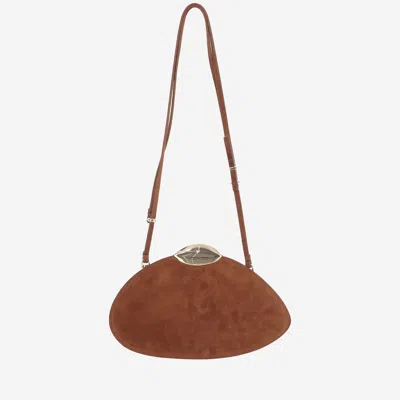 Benedetta Bruzziches Belle De Jour Logo Debossed Clutch Bag In Brown