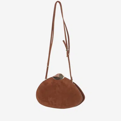 Benedetta Bruzziches Belle De Jour Logo Debossed Clutch Bag In Brown