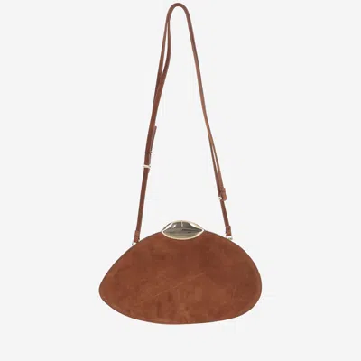 Benedetta Bruzziches Belle De Jour Logo Debossed Clutch Bag In Brown