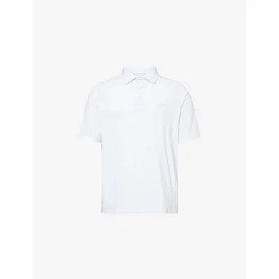 Manors Mens White Logo-print Stretch-jersey Polo Shirt