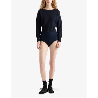 Prada Maglia Scollo Barca In Cotone In Blue