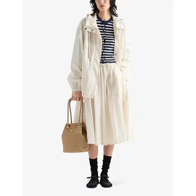 Prada Striped Three-quarter Sleeve Knit Cardigan In Blue