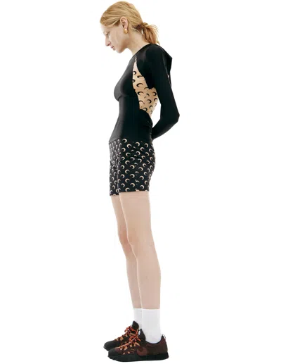 Marine Serre Womens Inverse Tan Moon Logo Stretch-jersey Shorts Xl In Black