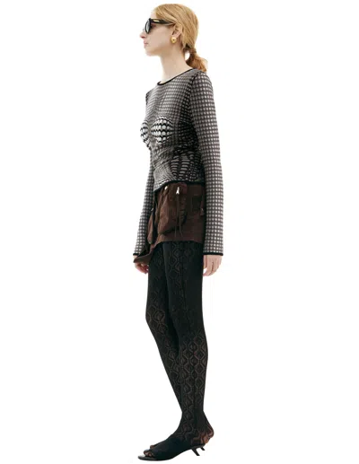 Marine Serre Moon Skin Jacquard Knit Fitted Sweater In Multicolor