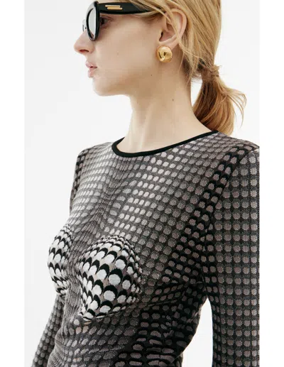 Marine Serre Moon Skin Jacquard Knit Fitted Sweater In Multicolor