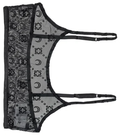 Marine Serre Recycled Mesh Flock Bralette Clothing In Black
