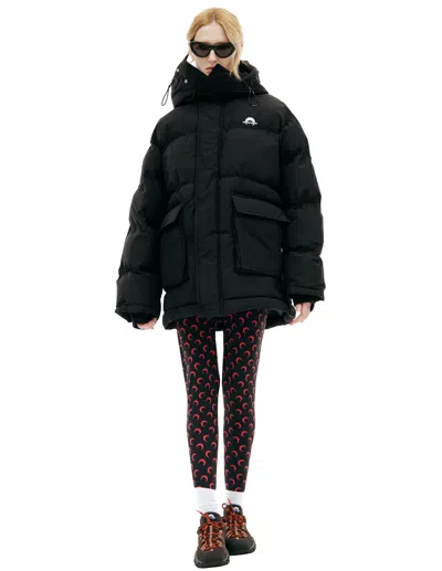 Marine Serre Down Jacket With Logo In Black