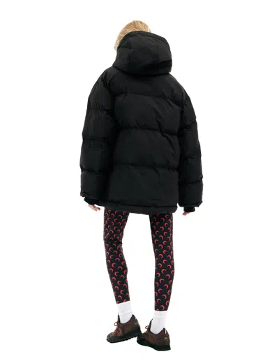 Marine Serre Down Jacket With Logo In Black