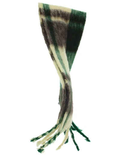 Jil Sander Combination Mohair Scarf In Green