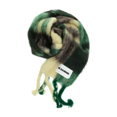 Jil Sander Combination Mohair Scarf In Green