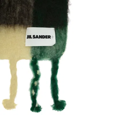 Jil Sander Combination Mohair Scarf In Green