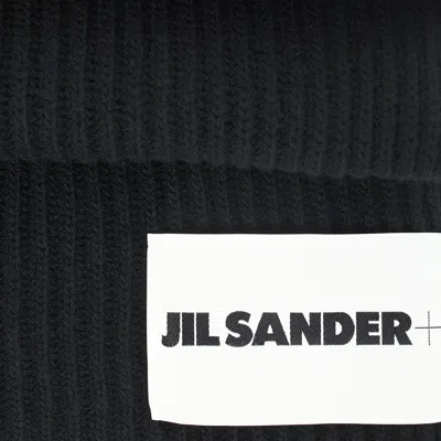 Jil Sander Wool Scarf With Patch In Black