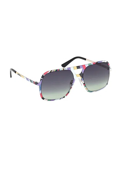 Pucci Navigator Sunglasses In Shiny Pale Gold  Multicolor Iride Print 