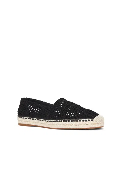 Chloé Woven Round Toe Espadrilles With Flat Rubber Sole In Black