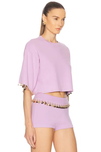 Rabanne Women's Knitted Cropped T Shirt In French Lavander