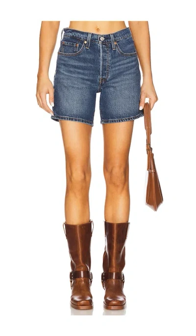 Levi's 501 Mid-thigh High Rise Straight Fit Denim Shorts In Blue