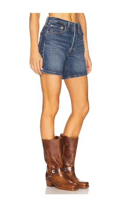 Levi's 501 Mid-thigh High Rise Straight Fit Denim Shorts In Blue