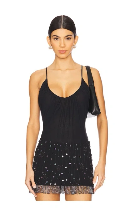 L'agence Gelina Ruched Bodysuit In Black