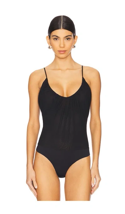 L'agence Gelina Ruched Bodysuit In Black