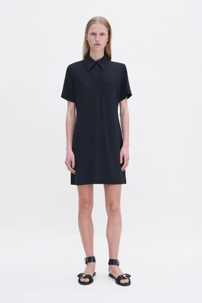 Filippa K Polo-collar Mini Dress In Black