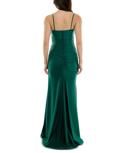 Katia Rae Juniors' Sleeveless Shirred Side-slit Gown, Created For Macy's In Emerald