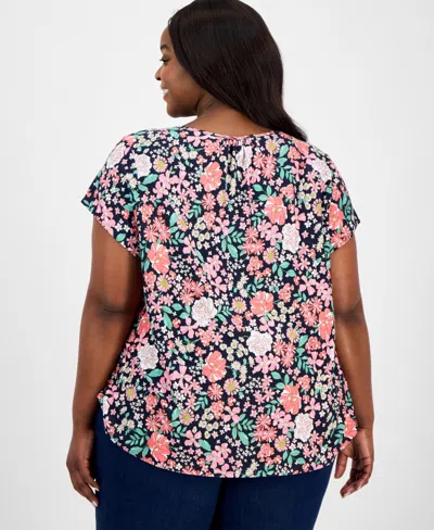 Tommy Hilfiger Plus Size Floral Print Top Cargo Pants Exclusively At Macys In Sky Captain Multi
