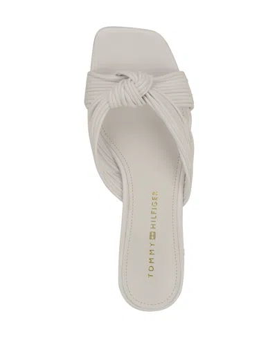 Tommy Hilfiger Women's Philie Knotted Crisscross Block Heel Sandals In White Patent