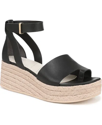 Franco Sarto Women's Tyla Open Square Toe Espadrille Platform Sandals In Black Faux Leather