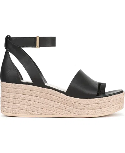 Franco Sarto Women's Tyla Open Square Toe Espadrille Platform Sandals In Black Faux Leather