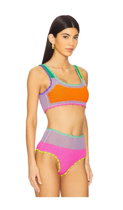 Beach Riot Elliot Crochet Bikini Top In Technicolor Rays
