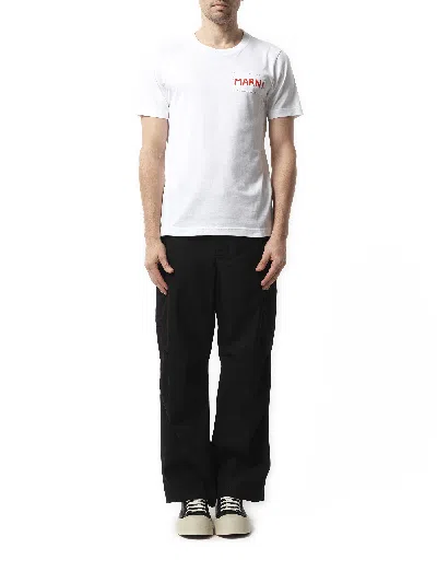 Marni Men's Logo Patch T-shirt In White