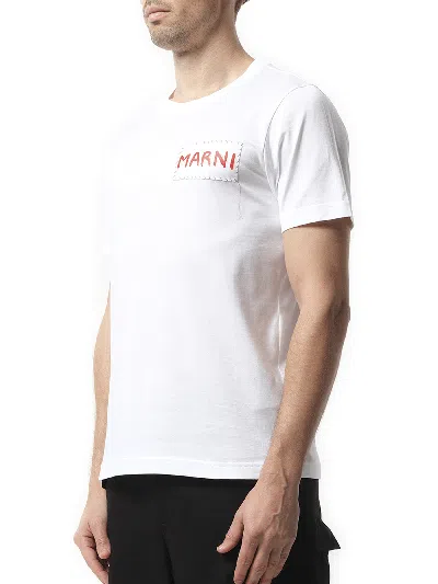 Marni Men's Logo Patch T-shirt In White