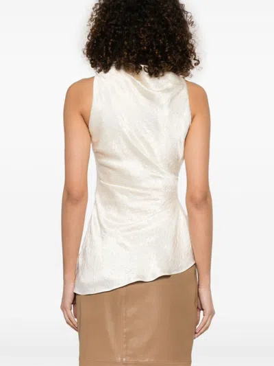 Alexander Mcqueen Asymmetric Satin Top In Grey