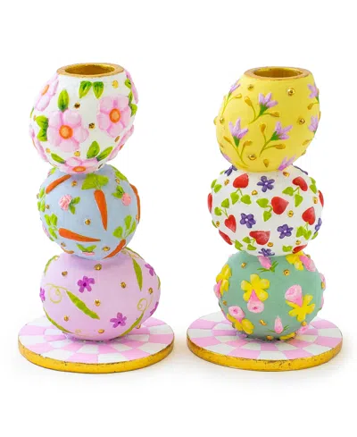 Mackenzie-childs Patience Brewster Egg Candle Holders, Set Of 2 In Multi