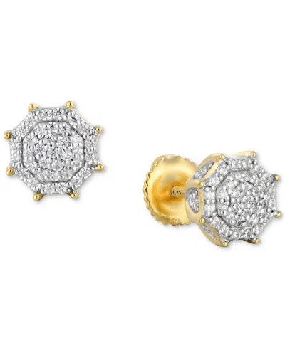 Macy's Men's Diamond Octagon Cluster Stud Earrings (1/4 Ct. T.w.) In 10k Gold In Gold