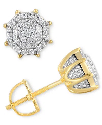 Macy's Men's Diamond Octagon Cluster Stud Earrings (1/4 Ct. T.w.) In 10k Gold In Gold