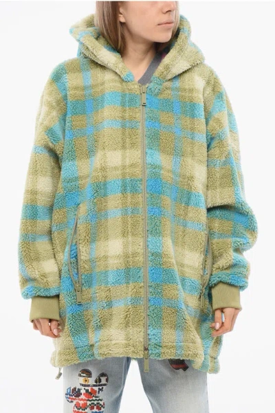 Dsquared2 Sherpa Zip-up Hoodie With Tartan Pattern