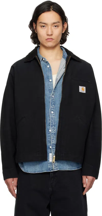 Carhartt Og Detroit Dearborn Jacket In 00e3k Black / Black