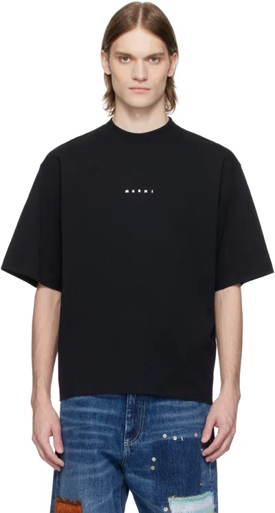 Marni Cotton T-shirt With Logo Print In Black