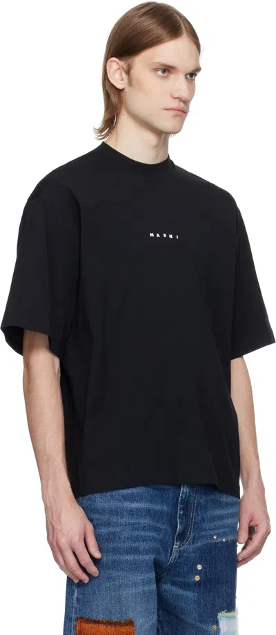 Marni Cotton T-shirt With Logo Print In Black