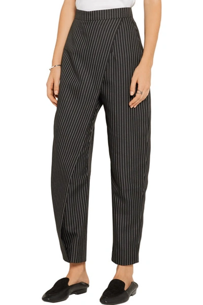Shop Paper London Angel Pinstriped Twill Tapered Pants